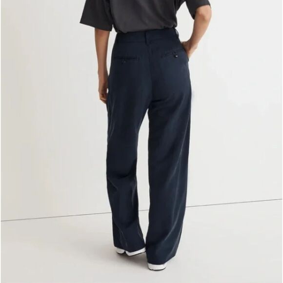 Madewell The Harlow Wide Leg Pants 6 Pleated Trouser Navy Minimalist Office - Picture 3 of 10